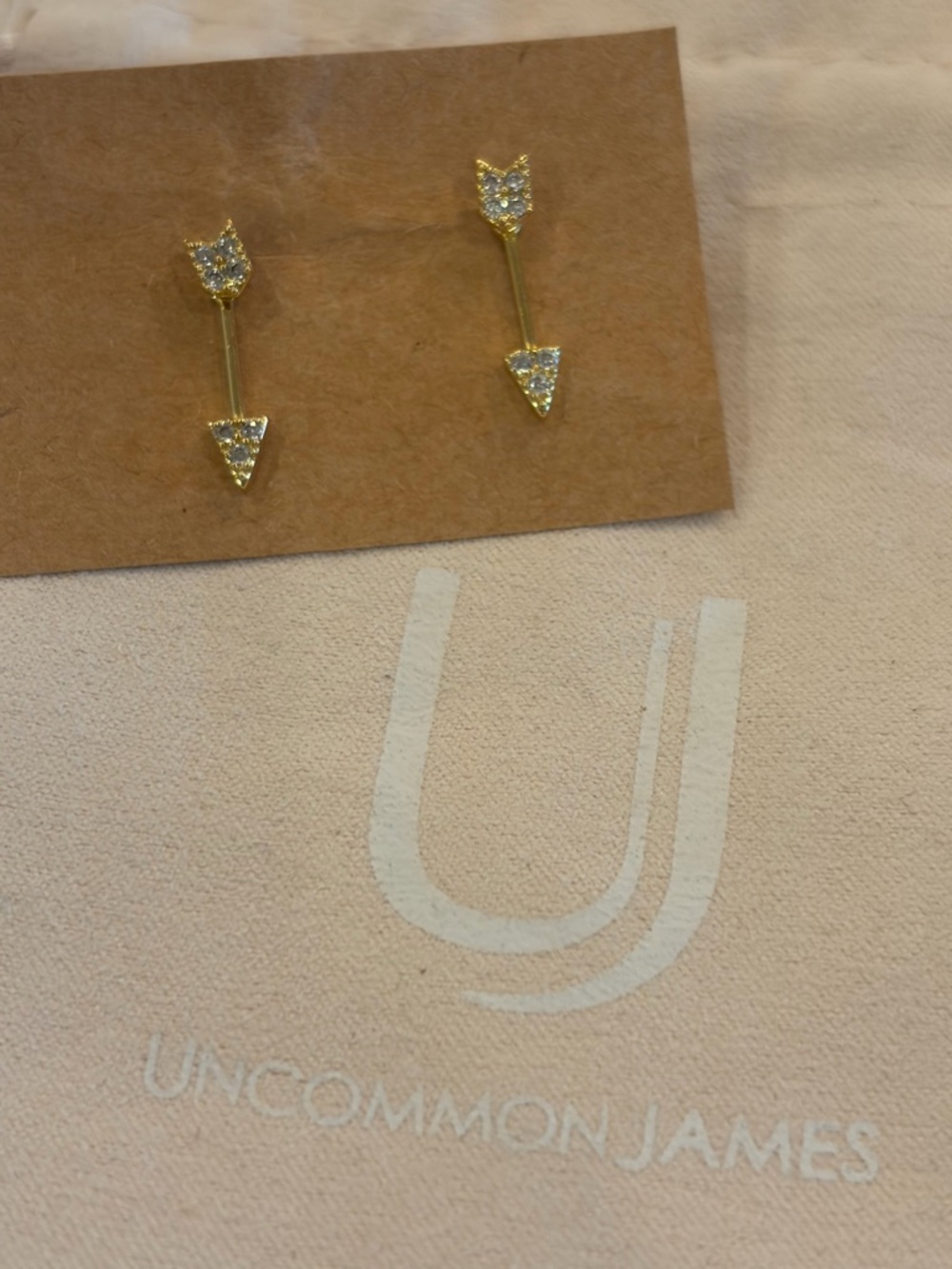 Uncommon James Gold Arrow Drop Crystal Stud Earrings - Women Jewelry